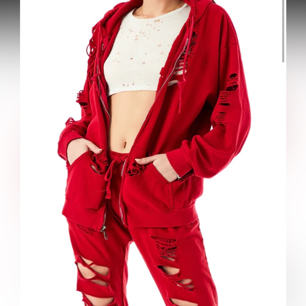 Ripped Red Zipup